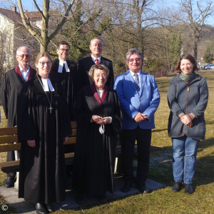 (1.R. v.li.) Dekanin Häfner-Becker, Christel Obermüller, Thomas Goltsche, Jenny Hewitson. (2.R. v.li.) Armin Wittig, Pfr. Samuel Fischer, Pfr. Andreas Strauß